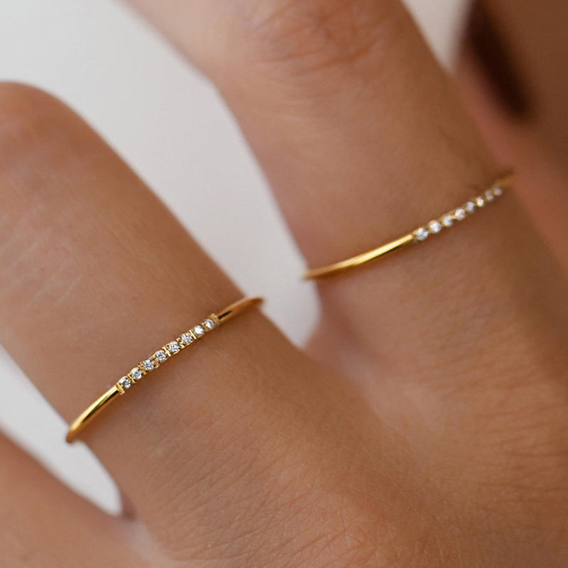 Minimalist Gold Diamond Stack Ring for Women | Elegant Everyday Ring