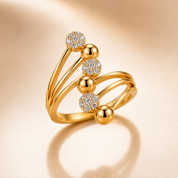 Luxury Gold Triple Band Crystal Adjustable Ring