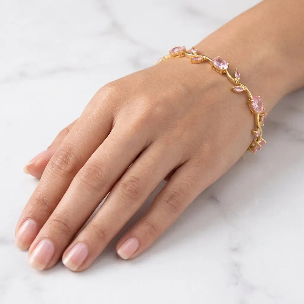 Tulip Crystal Bracelet – Elegant Floral Charm Bracelet for Women & Girls | Sparkling Crystal Beads with Vine Design | Perfect for Gifting, Parties & Daily Wear