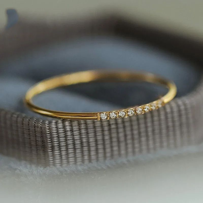Minimalist Gold Diamond Stack Ring for Women | Elegant Everyday Ring