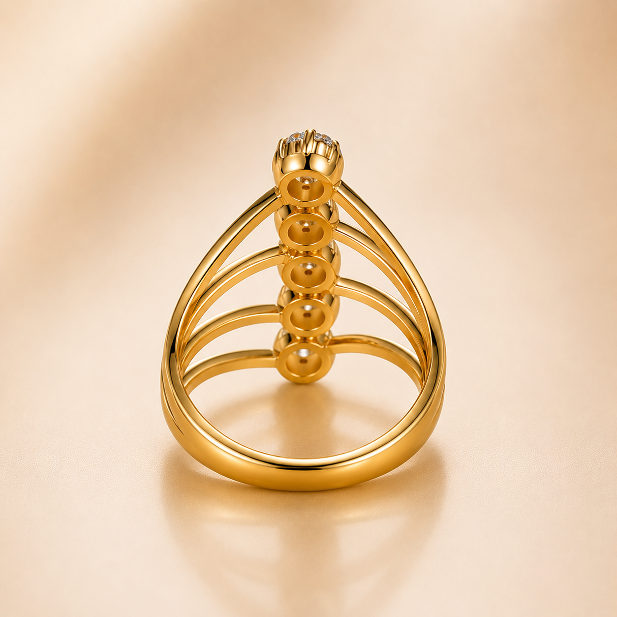 Luxury Gold Triple Band Crystal Adjustable Ring