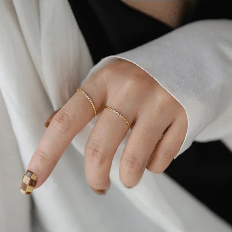 Minimalist Gold Diamond Stack Ring for Women | Elegant Everyday Ring