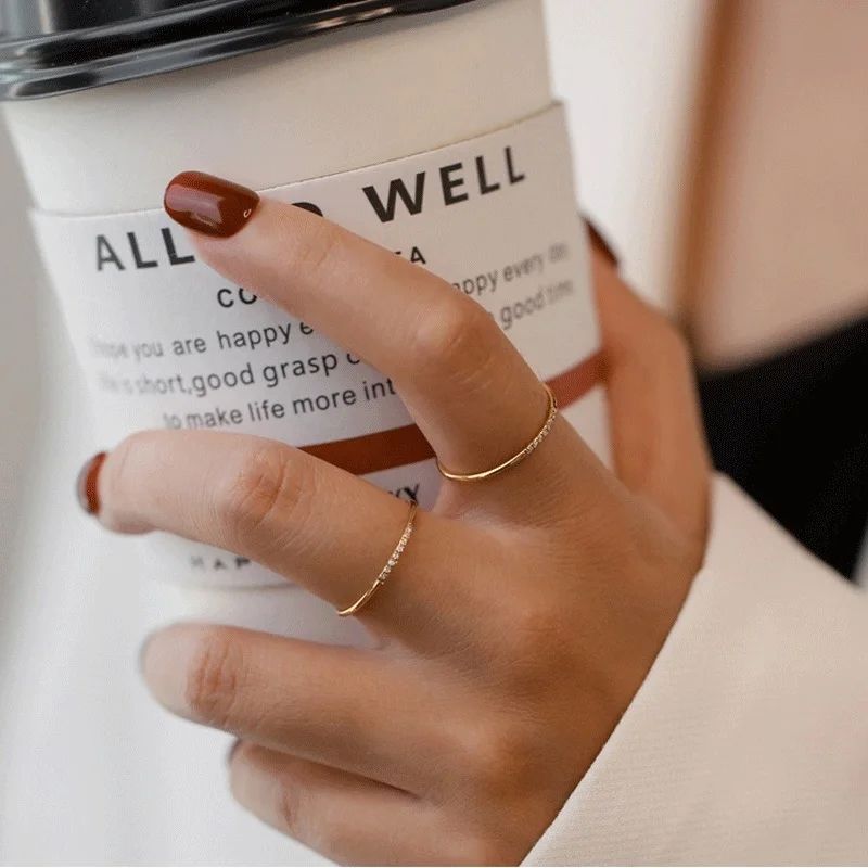 Minimalist Gold Diamond Stack Ring for Women | Elegant Everyday Ring
