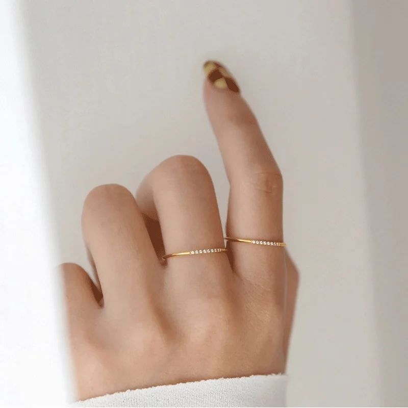 Minimalist Gold Diamond Stack Ring for Women | Elegant Everyday Ring