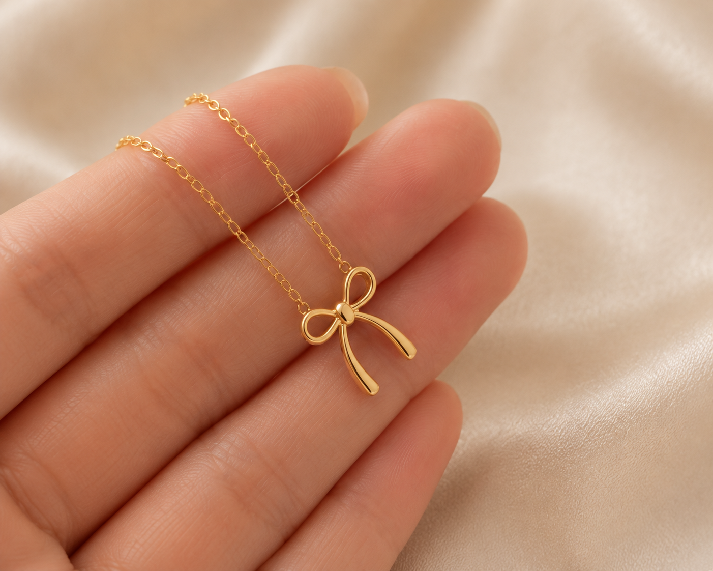 Elegant Minimalist Gold Bow Necklace for Women | Dainty Everyday Jewelry