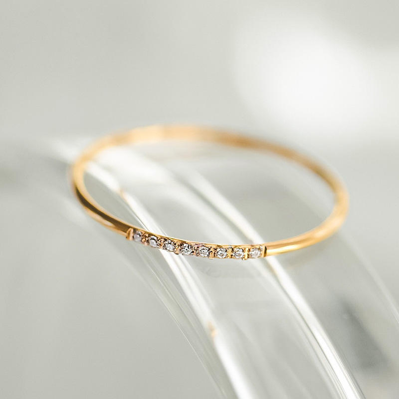 Minimalist Gold Diamond Stack Ring for Women | Elegant Everyday Ring