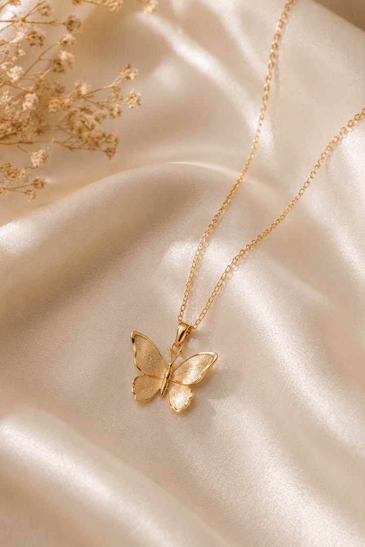 Elegant Butterfly Gold Pendant Necklace