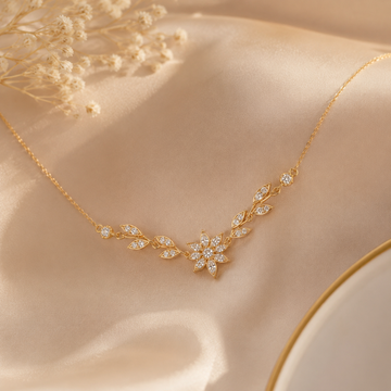 Elegant Floral Zircon Gold Plated Necklace for Women | Minimalist Party & Daily Wear