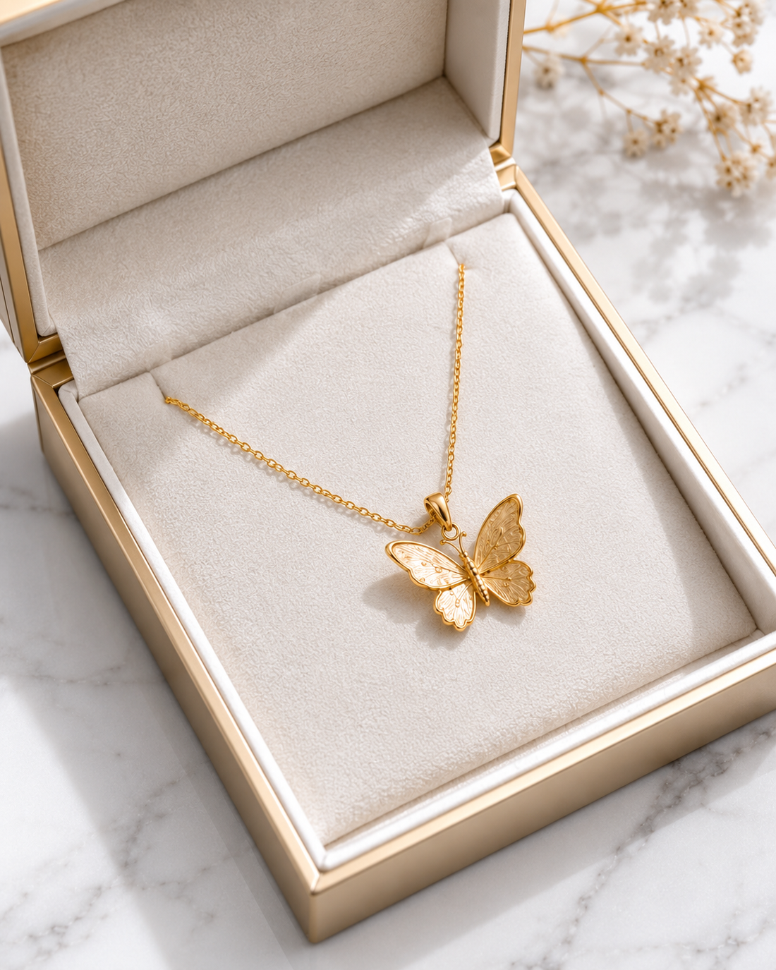 Elegant Butterfly Gold Pendant Necklace