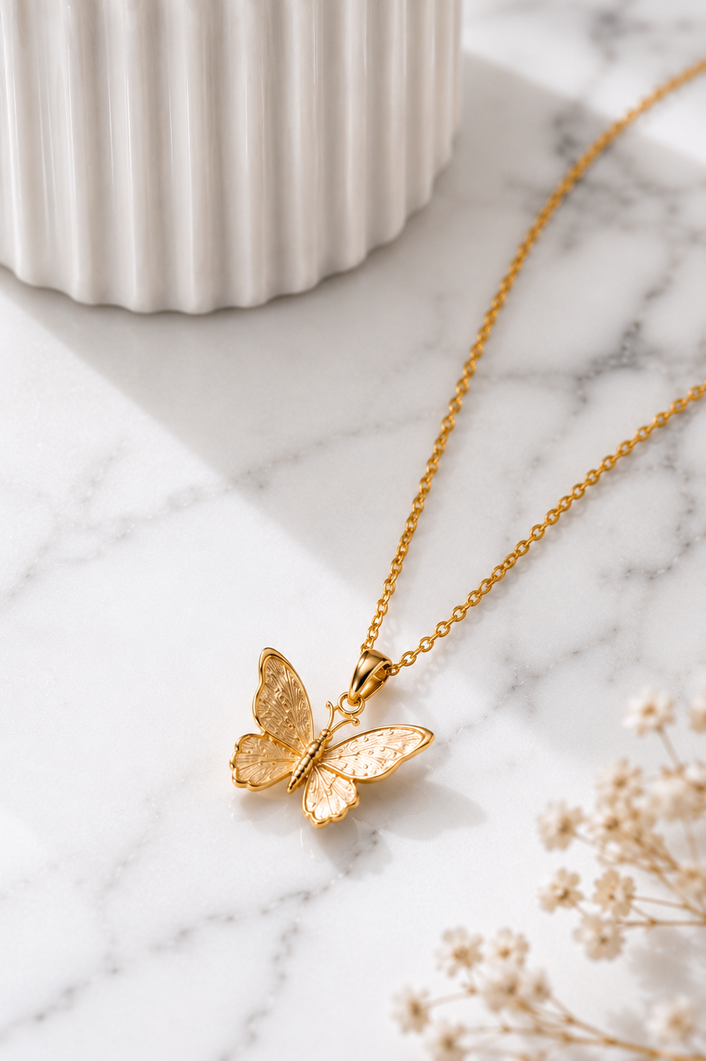 Elegant Butterfly Gold Pendant Necklace