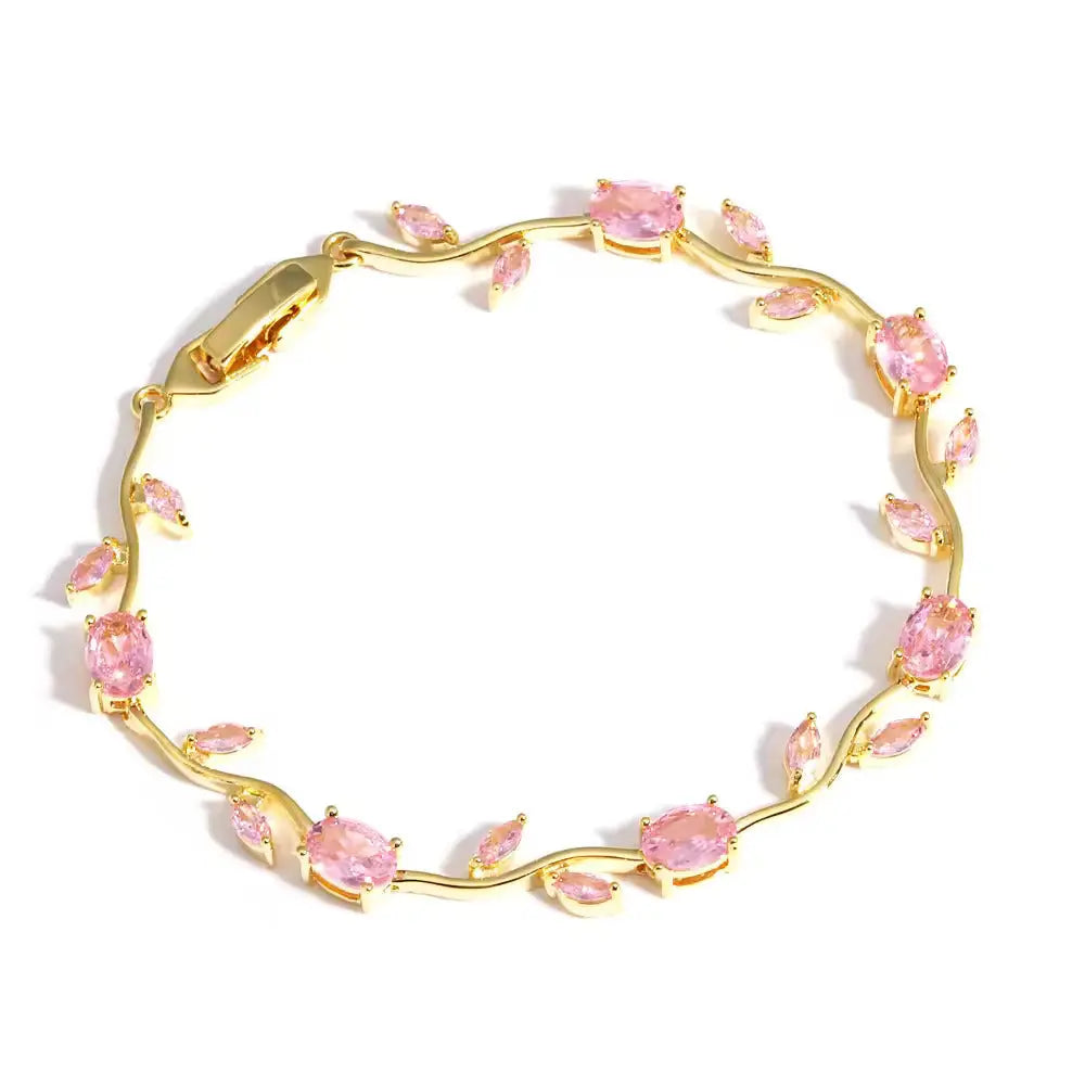 Tulip Crystal Bracelet – Elegant Floral Charm Bracelet for Women & Girls | Sparkling Crystal Beads with Vine Design | Perfect for Gifting, Parties & Daily Wear